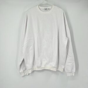 Mayfair Womens OS Plain White Crewneck Sweatshirt New Flawed